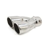 Hihaha 75mm Inlet Dual Twin Tip Racing Exhaust Pipe Y Shaped Muffler/1pc