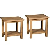 Hallowood Furniture Waverly Oak Small Table, Light Oak Side Table Set of 2, Console Table, Solid Wooden Coffee Table for Living Room, Bedside Table, Lamp Table, Telephone Table, End Table