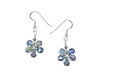 Small Funky Flower Earrings (Blue/Dark Silver Rainbow, sterling-silver)