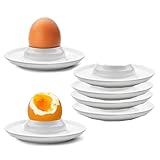 Egg Cups,6 pcs Egg Holders Soft Hard Boiled Egg Cup Classic Style White Plastic Egg Stand Plates Egg Tray for Hard Soft Boiled Eggs Microwave and Dishwasher Safe