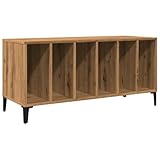 vidaXL Record Cabinet - Sideboard Storage Unit with Metal Legs - Artisan Oak Engineered Wood Vinyl Stand - 100x38x48 cm Modern Side Storage