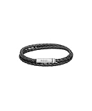 BOSS Jewelry Men's ARES Collection Bracelet with Double-Wrap Braided Black Leather - 1580489M