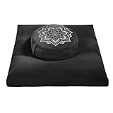 hunnidspace Zafu & Zabuton Meditation Cushion Set – Buckwheat Hull & Memory Foam Pillows, Ergonomic Support for Yoga & Mindfulness – Organic Velvet Cover, Large Size, Durable Comfort (Black)