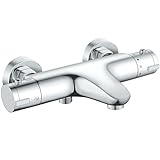 Rainysprit Thermostatic Bath Shower Mixer Tap, Modern Bathtub Shower Bath Mixer Valve Anti Scald Tap, Thermostatic Exposed Shower Mixer Valve with Bath Filler Tap, Chrome