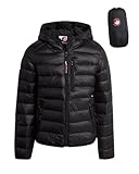 CANADA WEATHER GEAR Women’s Puffer Jacket – Quilted Fleece Lined Winter Coat –Bubble Jacket For Women (Size: S-XL), Black Shine, Medium