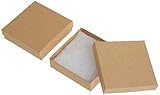 Beadaholique Kraft Brown Square Cardboard Jewelry Boxes (16 Pack), 3.5 x 3.5 x 1"