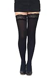 SENTELEGRI Colourful Opaque 40 Denier Microfibre Hold Ups Stockings, Sizes S-XXL (Large, Black)