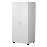 URBNLIVING Orlando Wooden 2 Door Kids Wardrobe Bedroom Storage Hanging Bar Clothes (White)