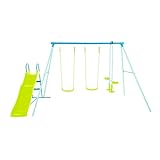TP Toys Metal Double Swing, Glide Ride & 6ft Slide Set, Green/Blue, One Size
