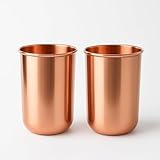 HEALTHANDWEALTH™ Pure Copper Tumblers for Drinking - Ayurvedic Health Pure Copper Cups – 2 pcs. Set - 300 ml.