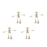 EXCEART 4Pcs Wooden Peg Dolls - Unfinished Adjustable Robot Figures for DIY Craft Painting, Creative Art Projects, Desktop Decoration