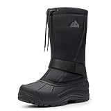 NORTIV 8 Men's Waterproof Hiking Winter Snow Boots Insulated Fur Liner Lightweight Outdoor Tall Boots,QUEBEC-M,BLACK,9 UK UK/10 US