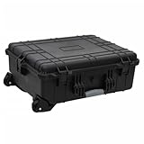 vidaXL Wheeled Flight Case-Black 63x50x23cm PP/ABS Retractable Handle, Foam Insert, Lockable, Shock/Water