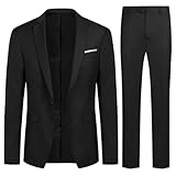 Allthemen Mens Suits 2 Piece Suit Slim Fit Wedding Dinner Tuxedo Suits for Men Business Casual Jacket & Trousers, Chest 38(trousers:waist 32)/Medium, Black