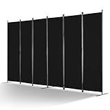VEVOR Room Divider, 6 Panels Room Divider, Folding Privacy Screen and Portable Partition Divider for Room Separation, Freestanding Room Partitions for Office, Bedroom, Study, Black