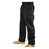 Roadmaster Men's Hard Wearing Cargo Combat Builders Warehouse Workwear Trouser, Black, 32 - Regular