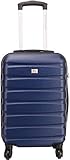 David Jones Blue Cabin Suitcase, 55 cm, 32L, ABS, Spinner, Telescopic Handle, 4 Wheels, Combination Lock, Hard Shell, Water Resistant