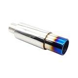 Krtopo Exhaust Muffler Silencer 2.5 Inch(63MM) Inlet Stainless Steel Car Turbo Sound Exhaust Back Box Muffler Pipe Adjustable Removable Turbo Delete(Blue Titanium Burnt Tip)