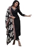 The Red Lion Enterprise Luxury Indian Anarkali Dress for Women Party Wear Salwar Kameez Ready to Wear Traditional Outfit, Black, S