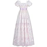 CR ROLECOS Regency Dresses for Women Victorian Dresses Long Dress Tea Party Gown Floral Purple Dress XXL