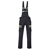 Portwest DX4 Work Bib and Brace, Size: L, Colour: Black, DX441BKRL
