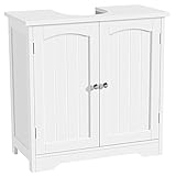Yaheetech Under Sink Bathroom Cabinet, Floor Standing Storage Cupboard Basin Unit with 2 Doors Pedestal Under Sink Design, 60 x 30 x 60 cm, White