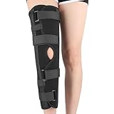 Paopaoldm Knee Immobilizer Brace Full Leg Support Brace Aluminum Alloy Straight Knee Splint For Knee Injury Recovery Four Adjustable Straps Knee Brace