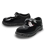 LAMB Hello Kitty School Shoes for Girls – Girls Black School Shoes in Scuff-Resistant Patent PU with Light Up Outsole - Trusted Children's Footwear Since 1887, Size 10