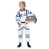 Spooktacular Creations Child Halloween Astronaut Costume, Unisex Pilot Jumpsuit With Astronaut Helmet, Costumes for Kids, White, Small (5-7 yrs)