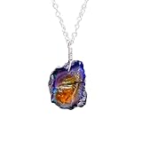 GEMKORA Real Black Opal Rough Crystals Pendant Necklace Gemstone Natural Raw Crystals Fire Play Healing Crystals, Birthday Gift for her, 925 Sterling Silver Jewelry 18 inch, A+ Grade