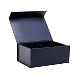 Navy Blue Magnetic Gift Box with Lid- Sturdy A5 Deep Box Ideal for Presenting Chocolates, Toiletries, Clothes and Cosmetics - Size 23cm x17cm x10cm