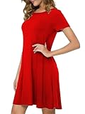 SASSY STYLE Women Short Sleeve Swing Dress Flared Skater Dress Top Size 8-26 (Red, 26)