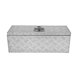 Aluminium Tool Box 35L Lockable Chest 2 Keys Trailer Truck Van Locker Boxes Storage Heavy Duty Checker Plate Rubber Base Liner & Seal Gas Struts Carry Case Small 26" x 9" x 9" 660mm x 230mm x 230mm