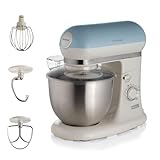 Ariete Vintage 8805 Stand Mixer Food Processor, 1200W, 5.5 Litre Stainless Steel Bowl, Planetary Motion, 7 Speeds + Pulse, Anti Splash Cover, Blue
