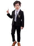 LOLANTA 2 Piece Boys Suits Set, Kids Blazer & Trousers, Leisurewear or Wedding Party Pageboy Outfit, Black, 8-9 Years, 140