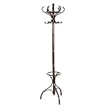 COSTWAY Wooden Rotating Coat Hat Hanger, 12 Hooks Freestanding Hallstand Umbrella Stand, Home Office Entryway Storage Display Hall Tree (Mahogany)