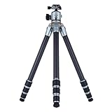 Rollei Lion Rock Pro Carbon Tripod with Tripod Head - Ultralight, High Load Capacity 20 kg, Adjustable Height up to 147.5 cm, Compact Pack Size, Interchangeable Spikes for Stability on Any Surface