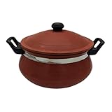 Traditional Clay Handi Pot for Cooking with Lid & Handles – 100% Natural Terracotta Cookware – 3L or 4L Biryani Handi for Gas Stove – Earthen Pot for Curries, Dals, Stews (3 litres)