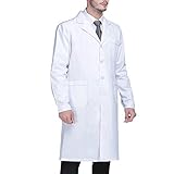 Beautyshow White Medical Coat - Long-Sleeved Unisex Lab Coat for Men and Women