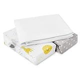 FlyIdeas 3-Piece Bedding Set for Bedside Cribs – 2 Cotton Fitted Sheets & 1 Waterproof Mattress Protector, 83x50 cm – Hypoallergenic, Soft, Breathable Sheets for Next to Me Crib
