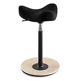 Varier Move Compact-Home Office Chair for Regular Height Desks and Tables, Standing Support Stool Wood Base Quality Fabric, Natural/Black, One Size