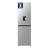 Fridgemaster MC55251DES 55cm Freestanding 256 litre 50/50 Frost Free Fridge Freezer with Non-plumbed Water Dispenser - LED Lighting- 4 Star Freezer Rating -Silver - E Rated, H182.4 x W55 x D55.7 (cm)