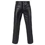 FNine Genuine Leather Full Grain Motorbike Leather Pants, Motorcycle Style, 40 Inches Waist, Black