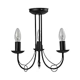 Modern Classic Matt Black 3 Arm Ceiling Light Fitting Chandelier Bedroom Lounge