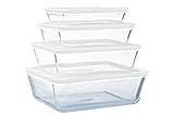 Pyrex® Cook & Freeze Set of 4 Glass Dishes with Airtight Lids (0.8 L, 1.5 L, 2.6 L, 4 L) - Special Freezing - BPA Free