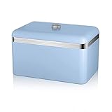 Swan SWKA1010BLN Retro Bread Bin, Metal, 18 Litre, Blue