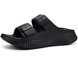 KuaiLu Womens Recovery Sandals Comfort Arch Support Cushion Athletic Sport Sliders Orthotic Plantar Fasciitis Open Toe Slip On Thick Sole Sandal Summer Pool Beach Sandles Black Size 5
