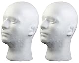 2pc Male Styrofoam Foam Mannequin Head Stand Model Display Wig Polystyrene Mannequin Manikin Head Polystyrene Head White Male Display Head Mannequin Head for Wig Hat Headset Sunglasses (2pcs C)