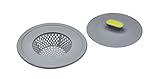 KitchenCraft 2-in-1 Plastic Plug and Sink Strainer, 11.5 cm (4.5") - Grey/Green