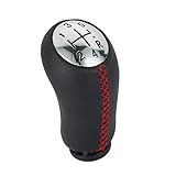 Juttzzei Renault Car Gear Knob 5 Speed, Car Shift Knob Fit for Renault Clio Megane 2 Scenic 2 MK3 MK2 Kangoo Car Gear Shift Knob, Upgraded Leather Renault Clio Gear Stick Knobs - (Red-line)